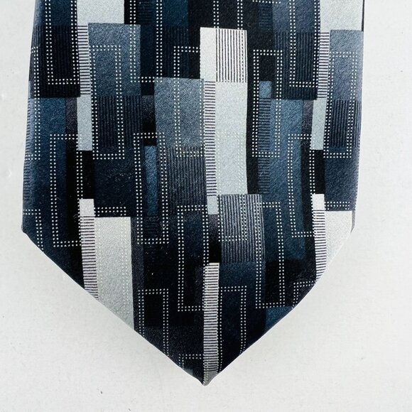 ARROW Dress Design Necktie Tie 100% Imported Silk Gray Blue Black Silver - Picture 4 of 6